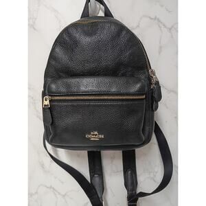 COACH Mini Charlie Black Pebbled Leather Backpack - EUC